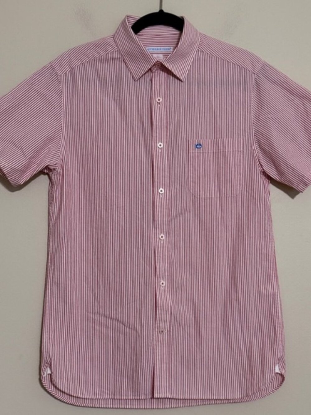 Southern Tide red White Striped Button Down Shirt mens trim fit S casual office